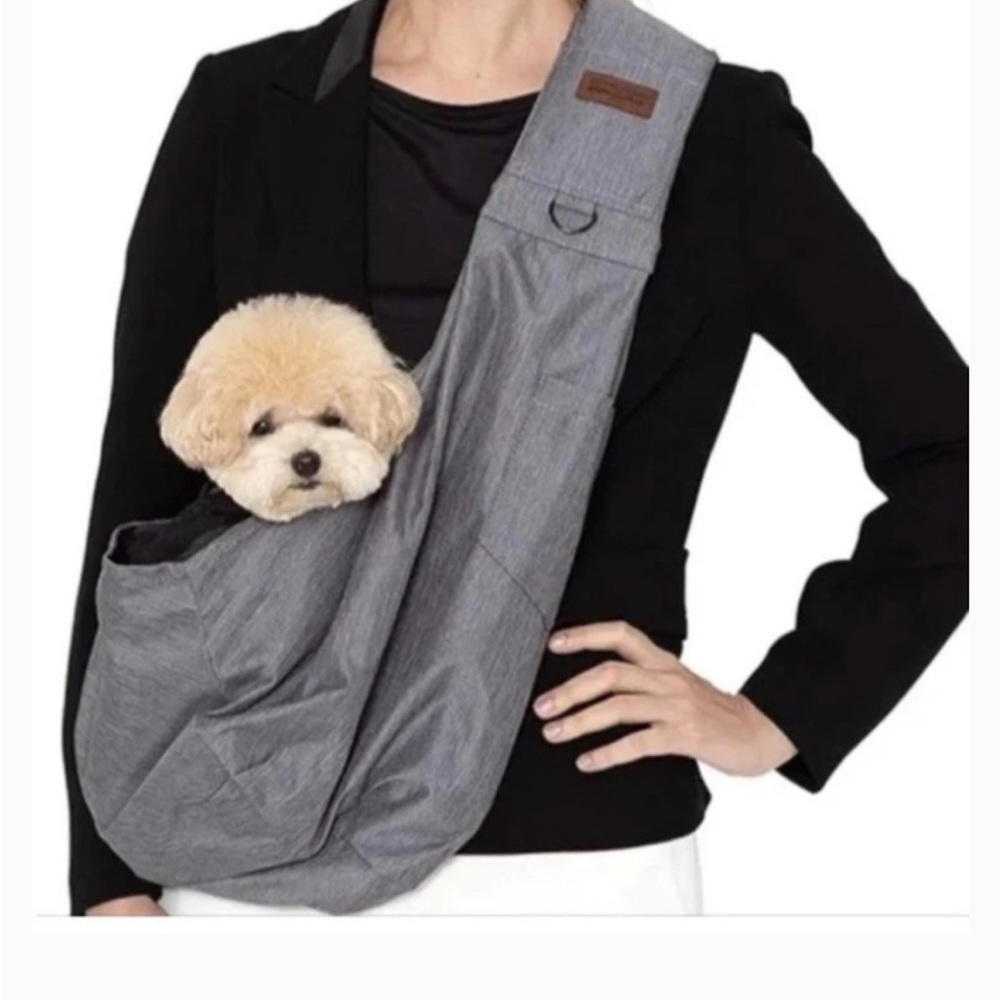 Gray Pet Sling Carrier - Comfortable Hands-Free Dog Sling